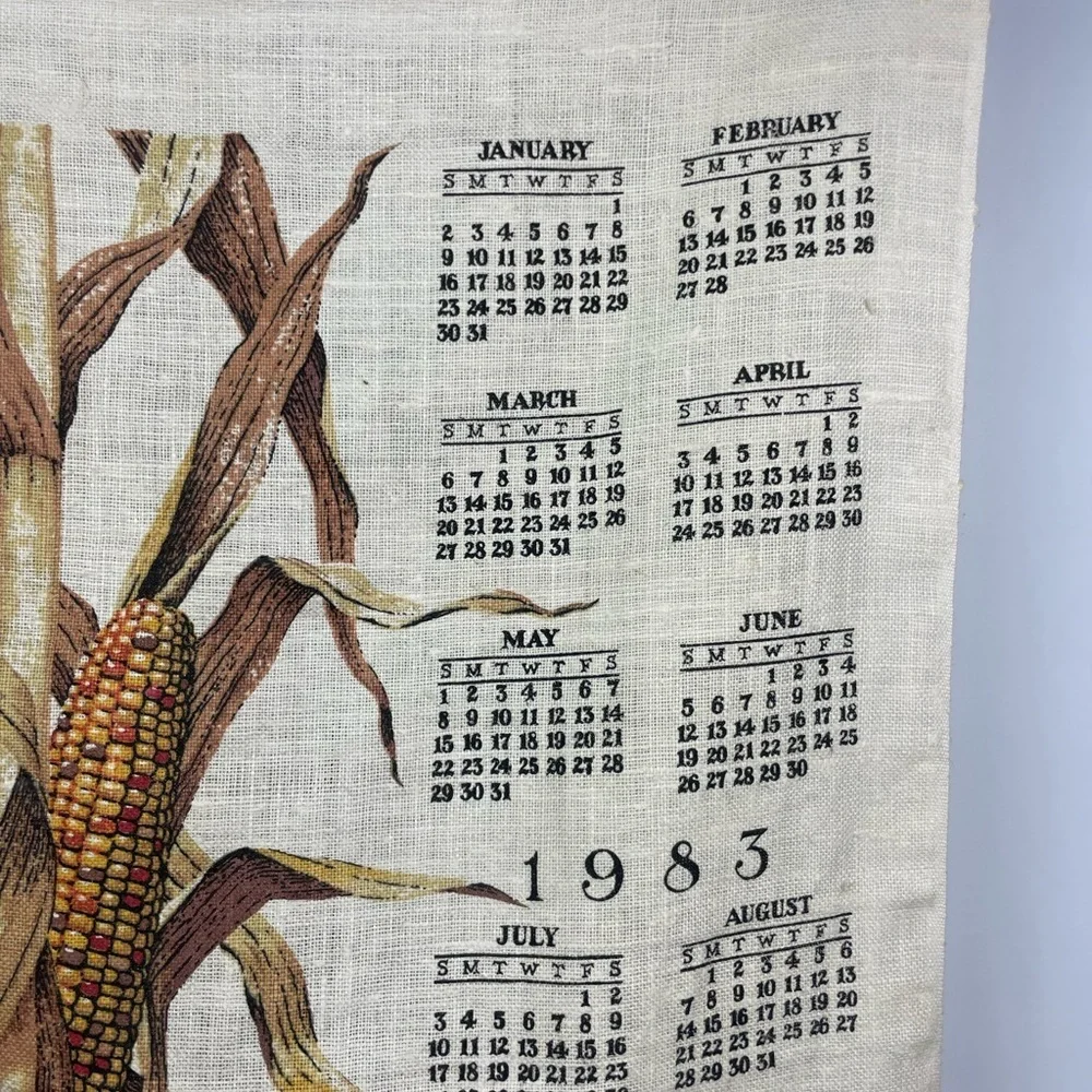 Vintage Kay Dee 1983 Batchelper Corn We Give Thanks Calendar Linen Kitchen Towel